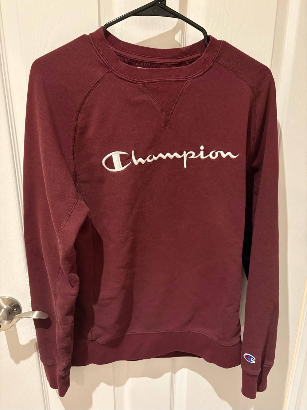 Champion Burgundy Crewneck with White Script Logo